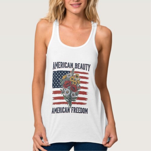 American Beauty Freedom Floral Flag Tank Top