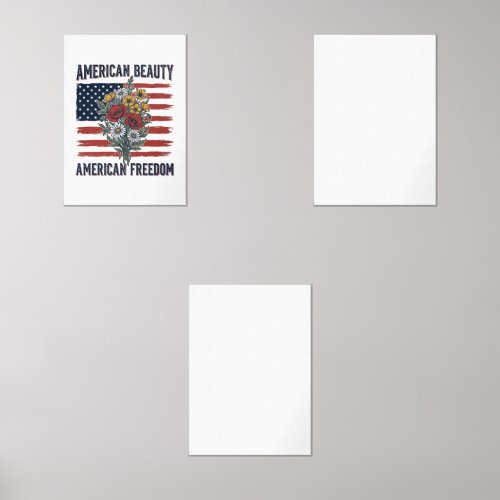 American Beauty Freedom Floral Flag Wall Art Sets