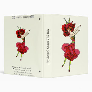 American Beauty Rose, Whimsical Flowers Book Art 3 Ring Binder