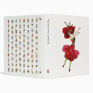 American Beauty Rose, Whimsical Flowers Book Art 3 Ring Binder