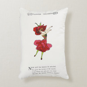 American Beauty Rose, Whimsical Flowers Book Art Accent Pillow