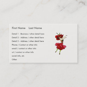 American Beauty Rose, Whimsical Flowers Book Art Business Card