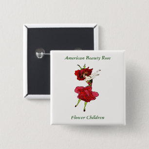 American Beauty Rose, Whimsical Flowers Book Art Button