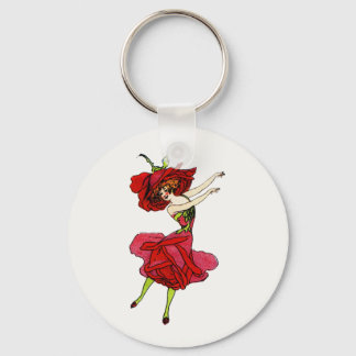 American Beauty Rose, Whimsical Flowers Book Art Keychain