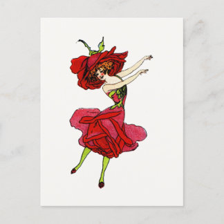 American Beauty Rose, Whimsical Flowers Book Art Postcard