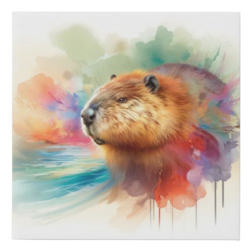 American Beaver AREF1611 1 _ Watercolor Faux Canvas Print
