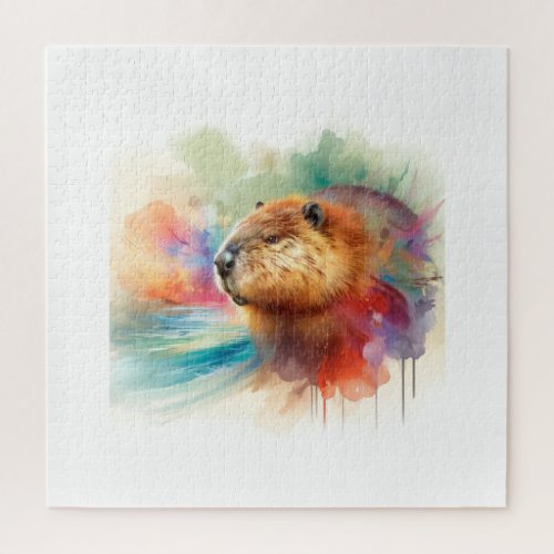 American Beaver AREF1611 1 _ Watercolor Jigsaw Puzzle