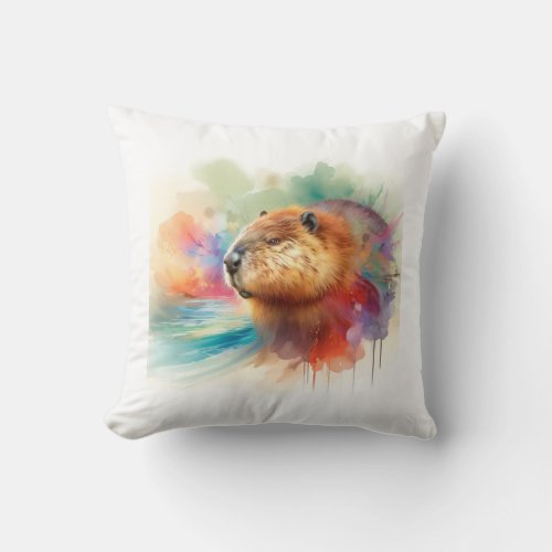 American Beaver AREF1611 1 _ Watercolor Throw Pillow