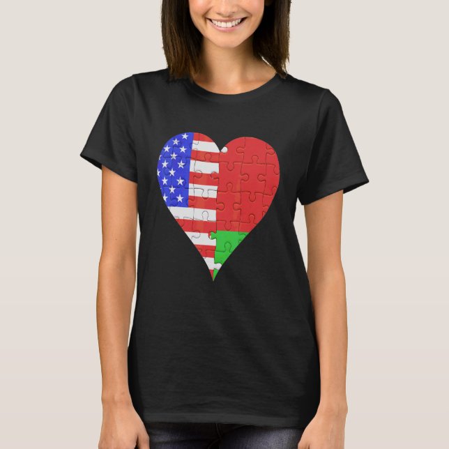 American Belarusian Flag Heart T-Shirt (Front)