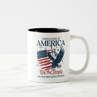 American Bicentennial Eagle Statue of Liberty Grap Two-Tone Coffee Mug