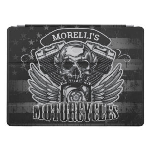 American Biker ADD NAME Skull V-Twin Motorcycles iPad Pro Cover