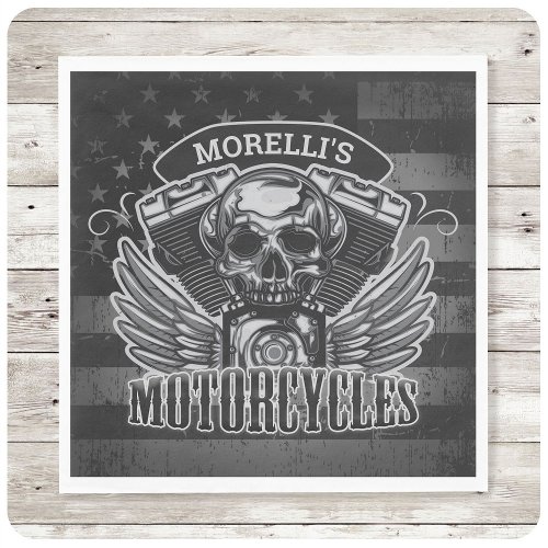 American Biker ADD NAME Skull V_Twin Motorcycles Napkins