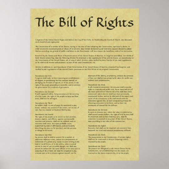 American Bill of Rights Poster | Zazzle.com