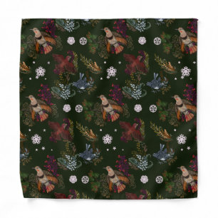 American Bird Woodland Christmas pattern Bandana