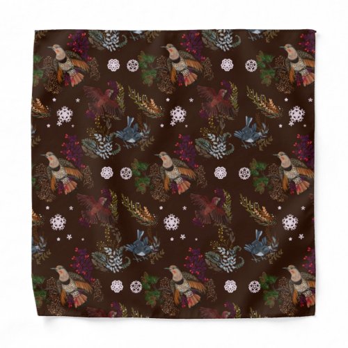 American Bird Woodland Christmas pattern Bandana