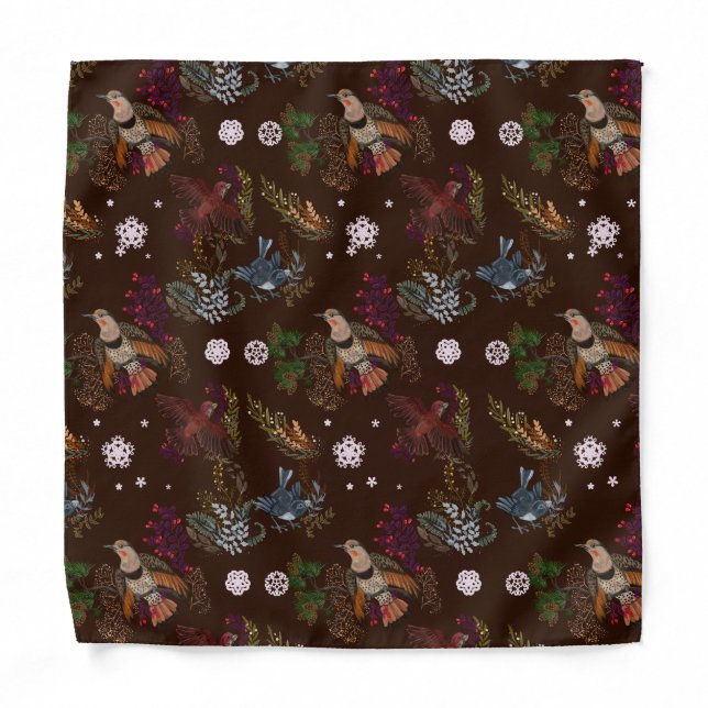 American Bird Woodland Christmas pattern Bandana (Front)