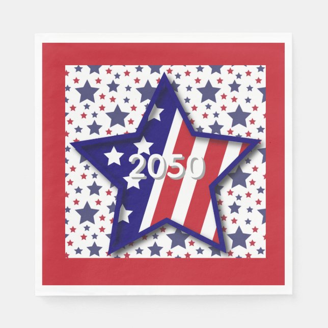 American Birthday 2026 Star Paper Napkin (Front)