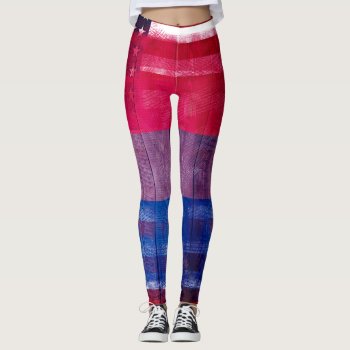 American Bisexual Pride Flag | Wood & Paintstrokes Leggings by SnappyDressers at Zazzle