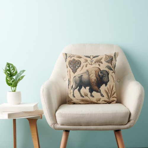 American Bison 1    Throw Pillow