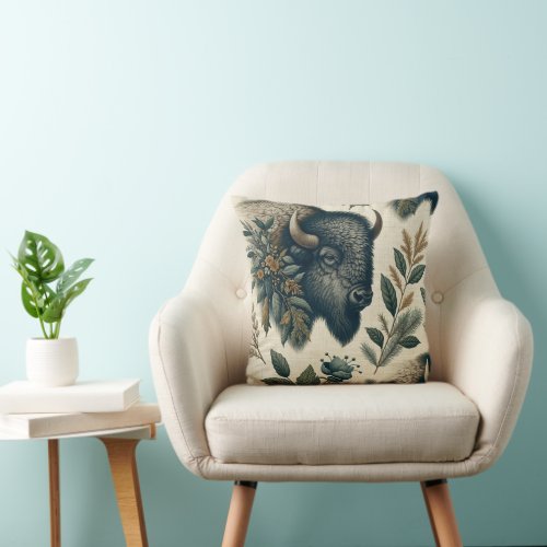 American Bison 4 Throw Pillow