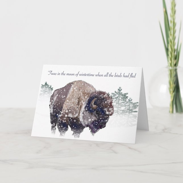 American Bison Art Christmas Card (Front)