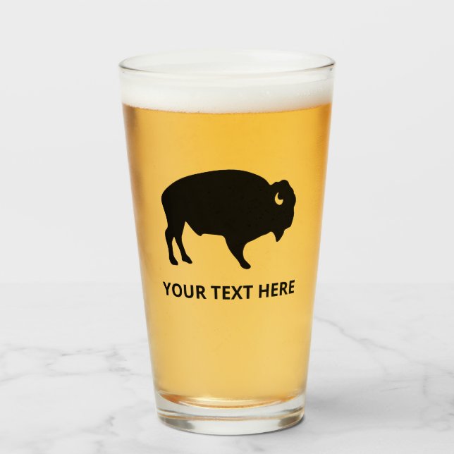 American Bison Buffalo Beer Glass Tumblr (Front Filled)
