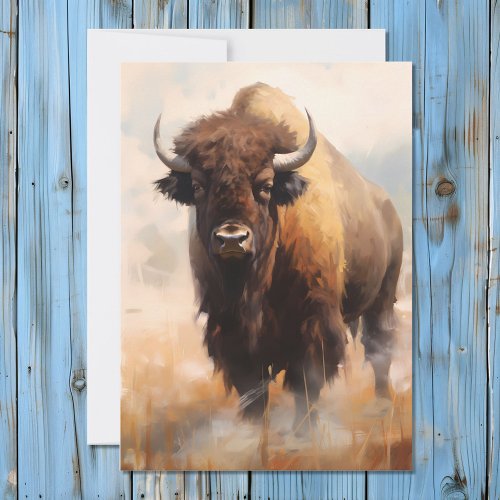 American Bison Buffalo Portrait Holiday Card