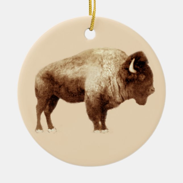 American Bison Ceramic Ornament (Front)