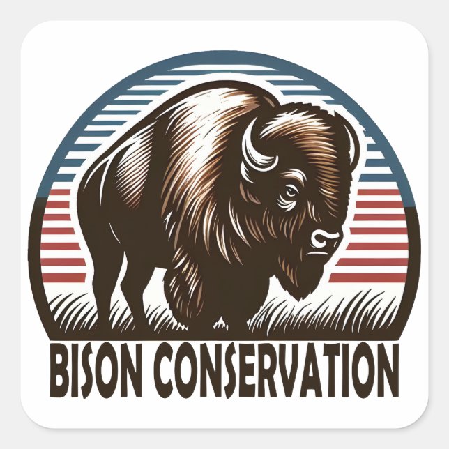 American Bison Conservation World Wildlife Day Square Sticker (Front)