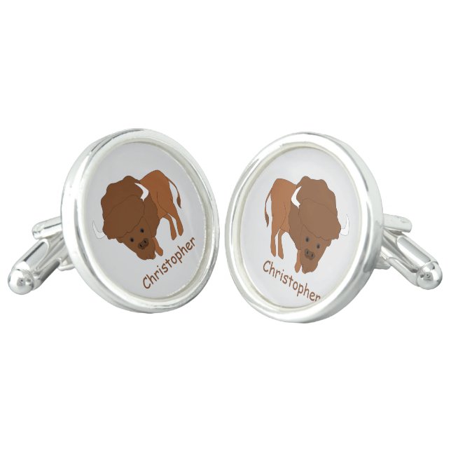 American Bison Design Cufflinks (Angled)