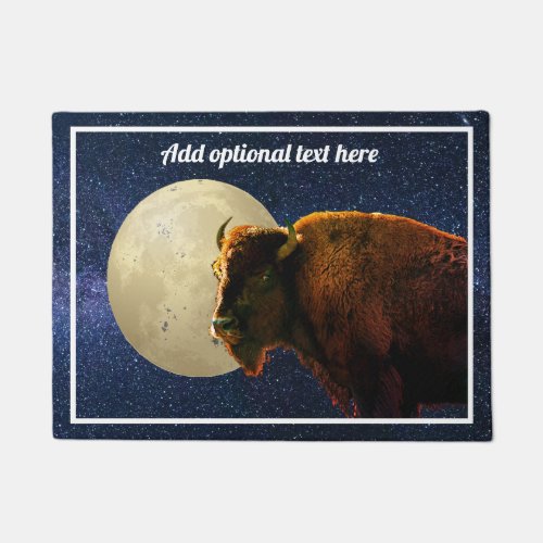 American Bison Full Moon and Starry Night   Doormat