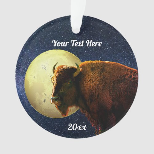 American Bison Full Moon and Starry Night    Ornament