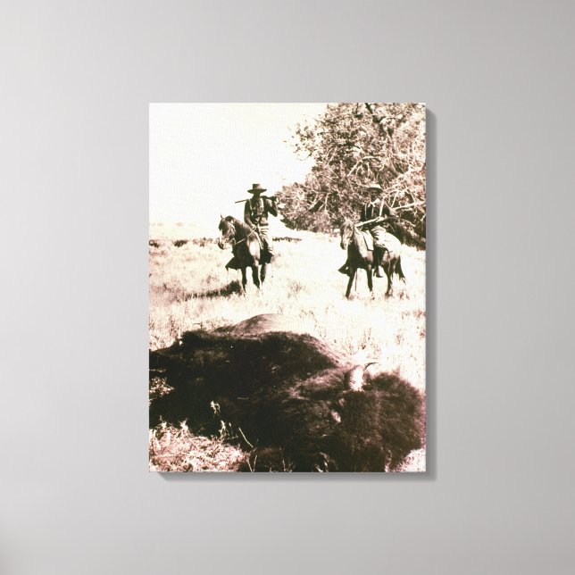 American Bison Hunters (b/w photo) Canvas Print (Front)