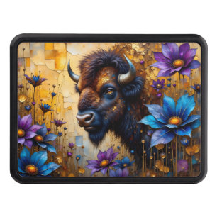 American Bison in textured Flower portrait Hitch Cover