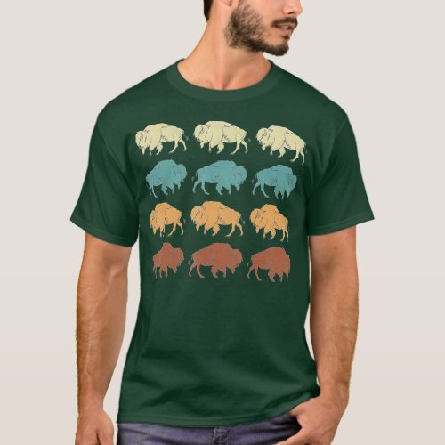 American Bison Lover Animal American Retro Buffalo T_Shirt