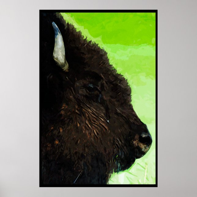 American Bison Portrait Abstract Impressionism Poster (Front)