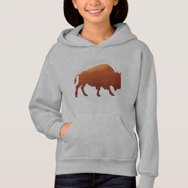 American Bison Silhouette Art Hoodie (Front)