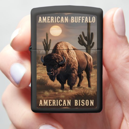 American Bison Sunset Zippo Lighter