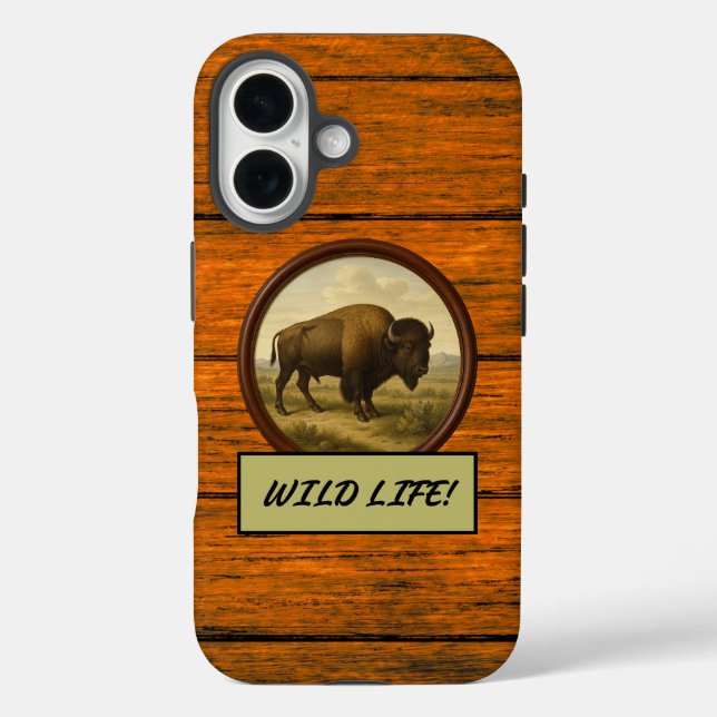 American Bison Wood Grain Case-Mate iPhone Case (Back)