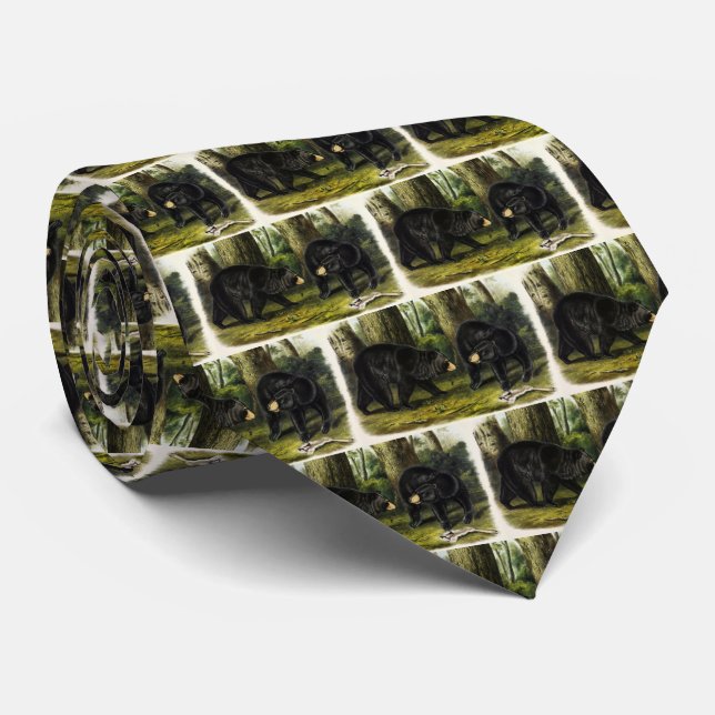 American Black Bear (Ursus Americanus) by Audubon Neck Tie (Rolled)