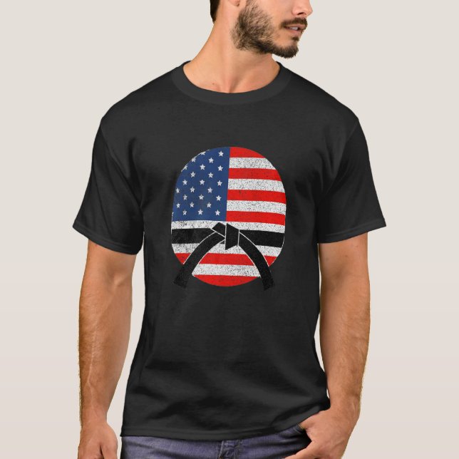 American Black Belt Karate Brazilian Jiu Jitsu Jud T-Shirt (Front)