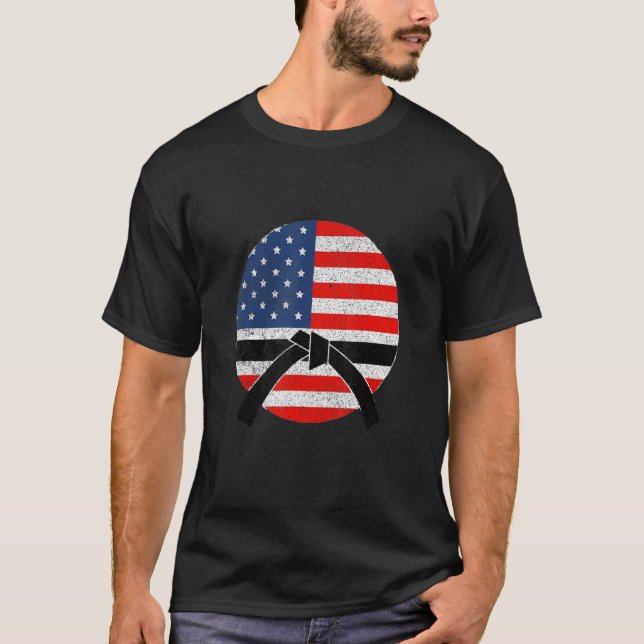 American Black Belt Karate Brazilian Jiu Jitsu Jud T-Shirt (Front)