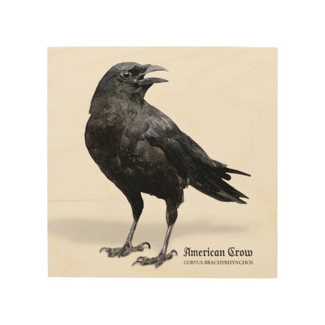 American Black Crow Wood Wall Art (Front)