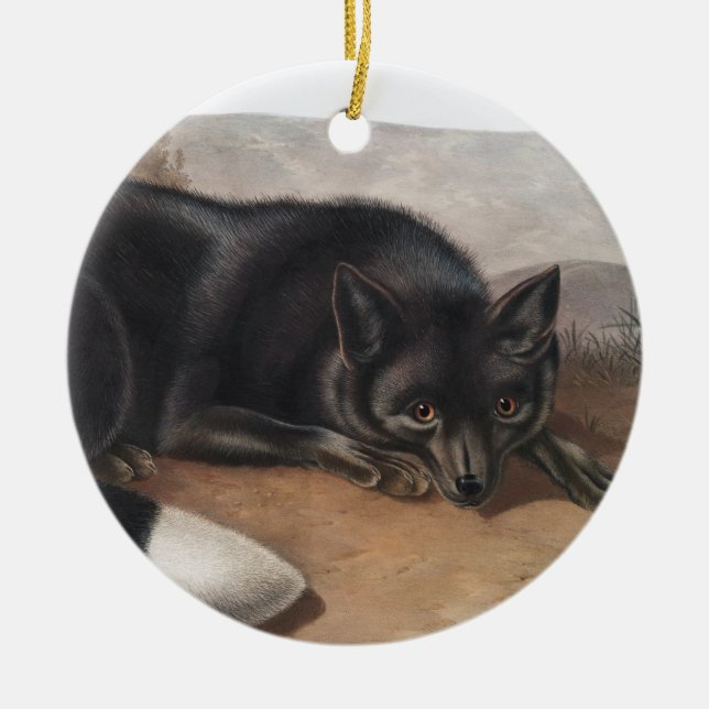 American Black or Silver Fox (Vulpes fulvus) Ceramic Ornament (Front)