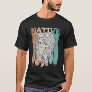 American Blood Woman Ancient Headdress Peace Natio T-Shirt