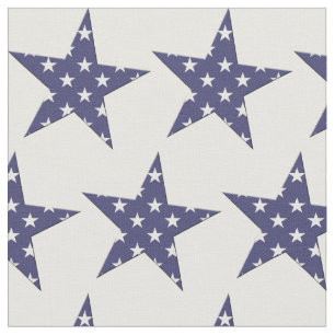American Blue and White Stars Pattern Patriotic Fabric