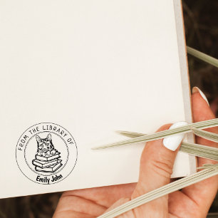 American Bobtail Cat, Book From the Library Of Rubber Stamp