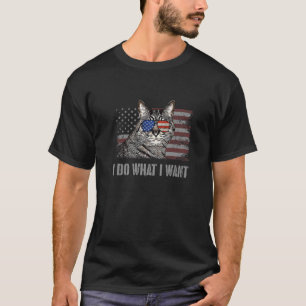 American Bobtail Cat I Do What I Want Retro USA Fu T-Shirt