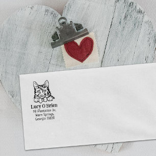 American Bobtail Cat Return Address  Rubber Stamp