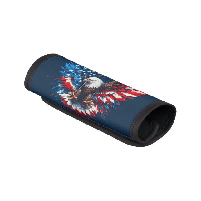 American Bold Eagle Flag Colors Luggage Handle Wrap (Angled)